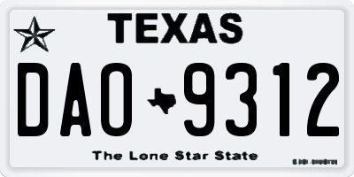 TX license plate DAO9312