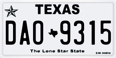 TX license plate DAO9315