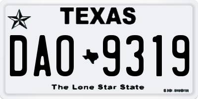 TX license plate DAO9319