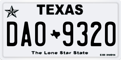 TX license plate DAO9320