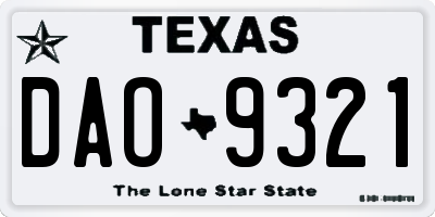 TX license plate DAO9321