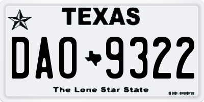 TX license plate DAO9322