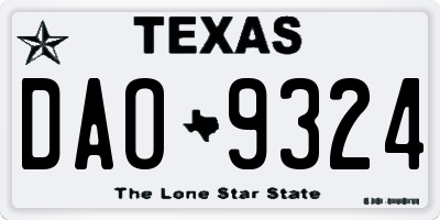 TX license plate DAO9324