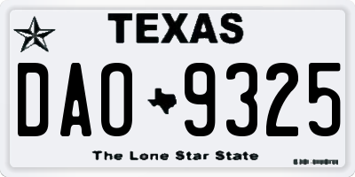 TX license plate DAO9325