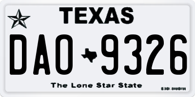 TX license plate DAO9326
