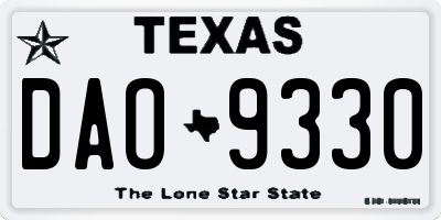 TX license plate DAO9330