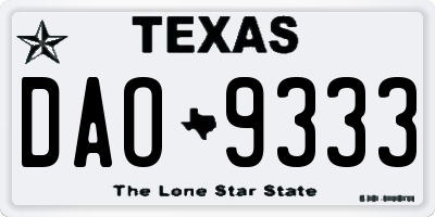 TX license plate DAO9333