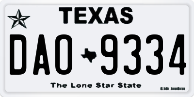 TX license plate DAO9334