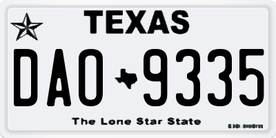 TX license plate DAO9335