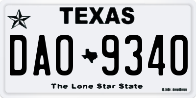 TX license plate DAO9340