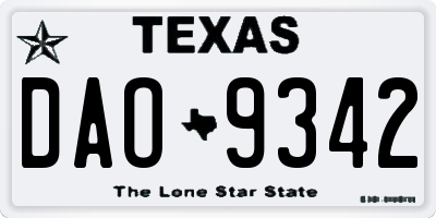 TX license plate DAO9342