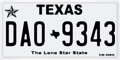 TX license plate DAO9343