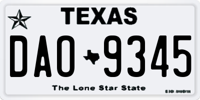 TX license plate DAO9345