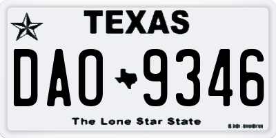 TX license plate DAO9346