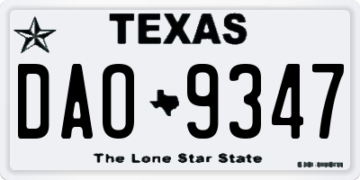 TX license plate DAO9347