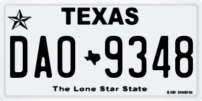 TX license plate DAO9348