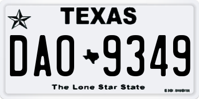 TX license plate DAO9349