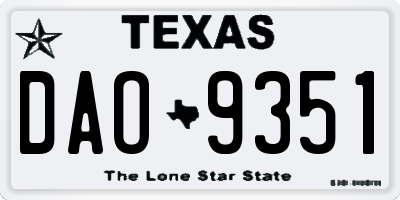 TX license plate DAO9351
