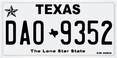 TX license plate DAO9352