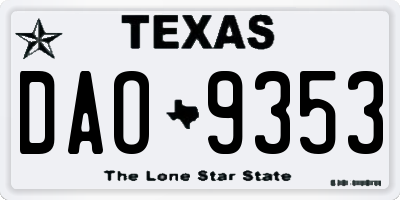 TX license plate DAO9353
