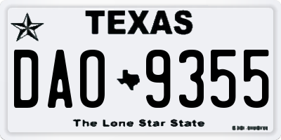 TX license plate DAO9355