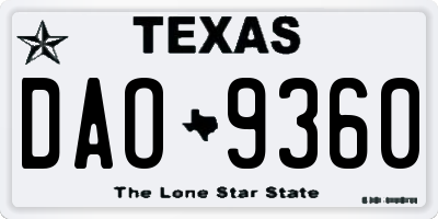 TX license plate DAO9360