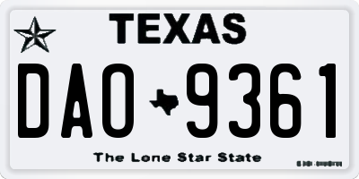 TX license plate DAO9361