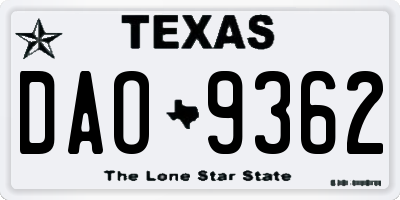 TX license plate DAO9362