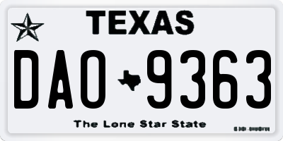 TX license plate DAO9363