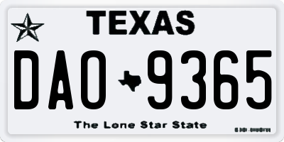 TX license plate DAO9365
