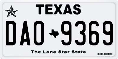TX license plate DAO9369