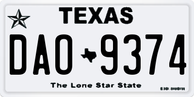 TX license plate DAO9374
