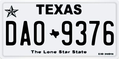 TX license plate DAO9376