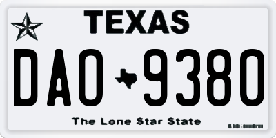 TX license plate DAO9380