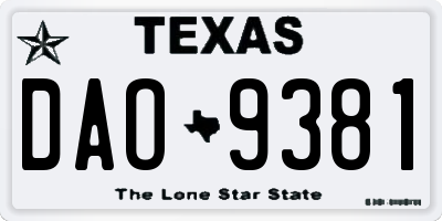 TX license plate DAO9381