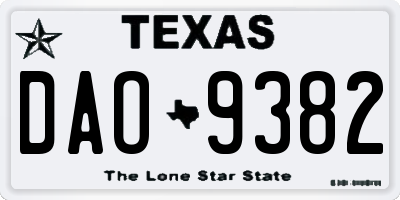 TX license plate DAO9382