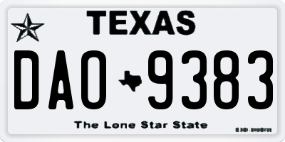 TX license plate DAO9383
