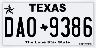 TX license plate DAO9386