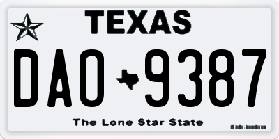 TX license plate DAO9387