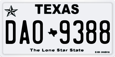 TX license plate DAO9388