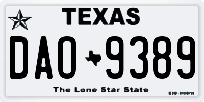 TX license plate DAO9389