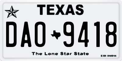 TX license plate DAO9418