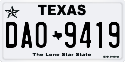 TX license plate DAO9419