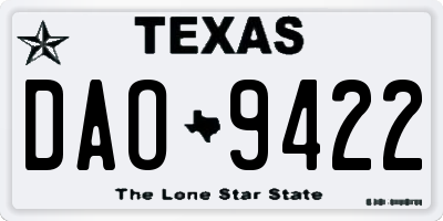 TX license plate DAO9422