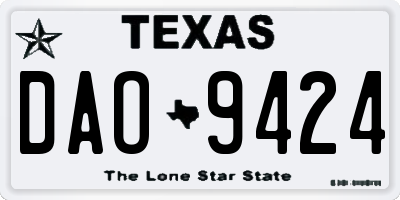 TX license plate DAO9424