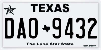 TX license plate DAO9432