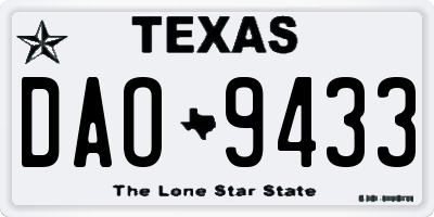 TX license plate DAO9433