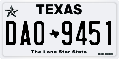 TX license plate DAO9451
