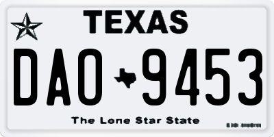 TX license plate DAO9453