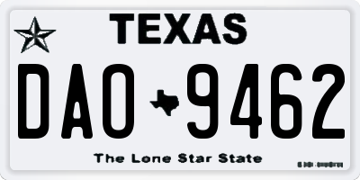 TX license plate DAO9462